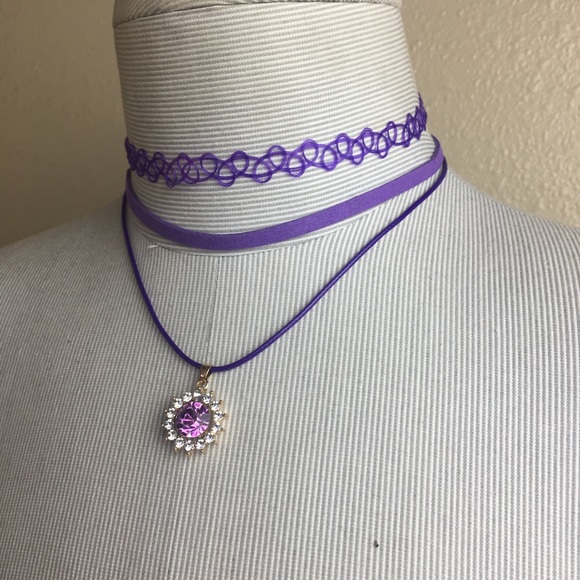 New multi layer choker with gemstone necklace - Picture 2 of 4